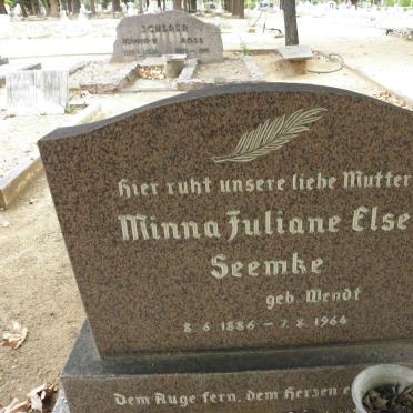 SEEMKE Minna Juliane Else nee WENDT 1886-1964