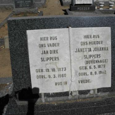 SLIPPERS Jan Dirk 1873-1960 &amp; Janetta Johanna DUVENHAGE 1879-1962