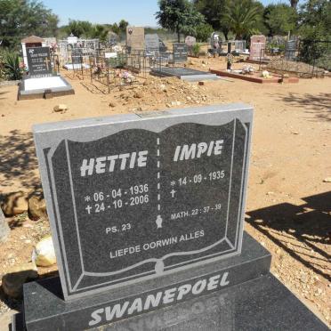 SWANEPOEL Impie 1935- &amp; Hettie 1936-2006