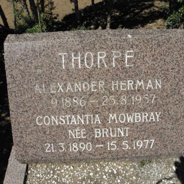 THORPE  Alexander Herman 1886-1957 &amp; Constantia Mowbray BRUNT 1890-1977