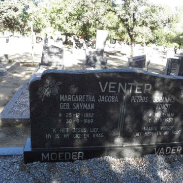 VENTER Petrus Johannes 1876-1950 &amp; Margaretha Jacoba SNYMAN 1882-1969