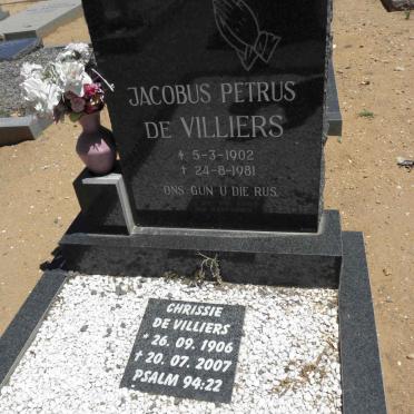 VILLIERS Jacobus Petrus, de 1902-1981 &amp; Chrissie 1906-2007