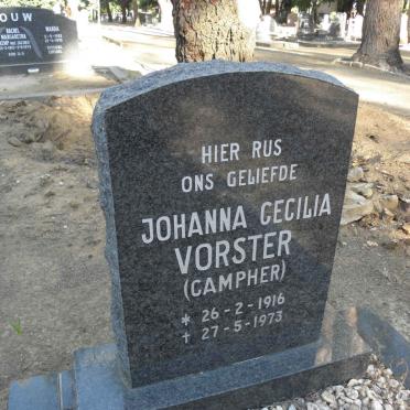 VORSTER Johanna Cecilia nee CAMPHER 1916-1973