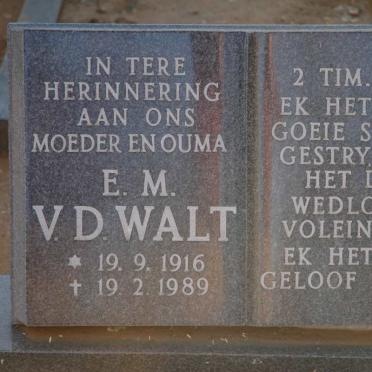 WALT E.M., van der 1916-1989