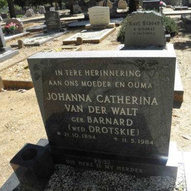 WALT Johanna Catharina, van der previously DROTSKIE nee BARNARD 1894-1984