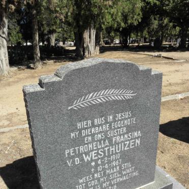 WESTHUIZEN Petronella Fransina, v.d. 1910-1967