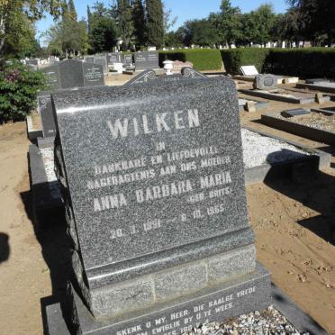WILKEN Anna Barbara Maria nee BRITS 1891-1965