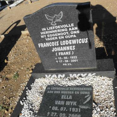 WYK Francois Lodewicus Johannes, van 1922-2001 &amp; Ella 1931-2006