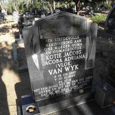WYK Kotie Jacobs Jacoba Adriana, van nee VLOK 1897-1996