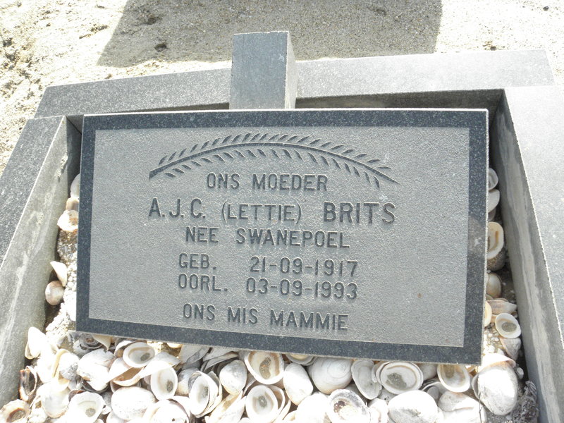 BRITS A.J.C. nee SWANEPOEL 1917-1993