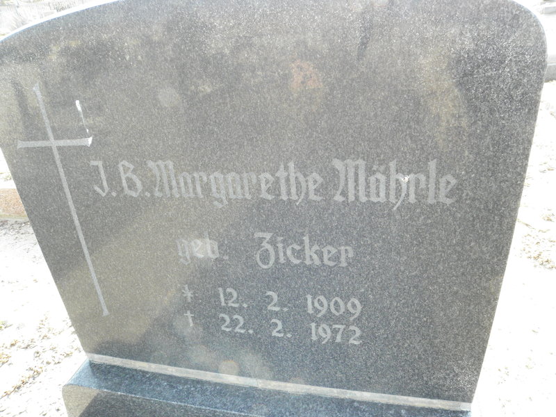 MAHRLE J.B. Margaretha ZICKER 1909-1972