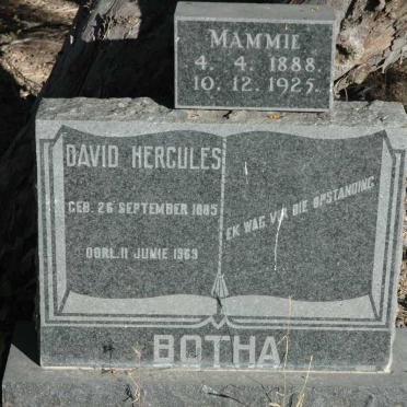 BOTHA David Hercules 1885-1959 &amp; Mammie 1888-1925