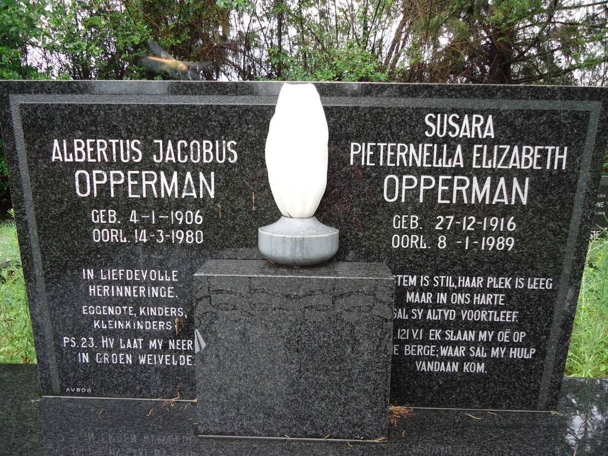 OPPERMAN Albertus Jacobus 1906-1980 &amp; Susara Pieternella Elizabeth 1916-1989