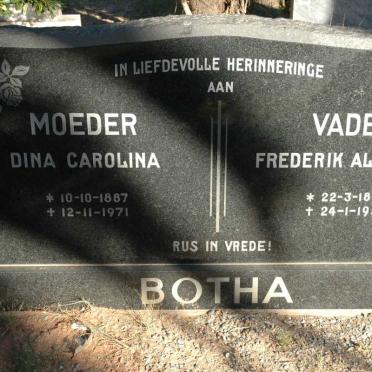 BOTHA Frederik Albertus 1887-1955 &amp; Dina Carolina 1887-1971