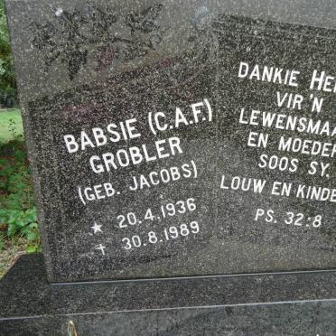 GROBLER C.A.F. nee JACOBS 1936-1989
