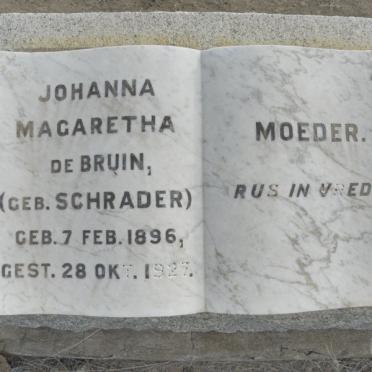 BRUIN Johanna Magaretha, de nee SCHRADER 1896-1927