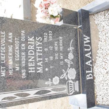 BLAAUW Hendrik Matthys 1922-1993