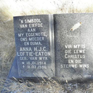 EATON Anna H.J.C., Loftie nee VAN WYK 1914-1986