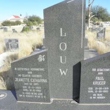 LOUW Paul Kruger 1901-1993 &amp; Jeanette Catharina DE JAY 1904-1982