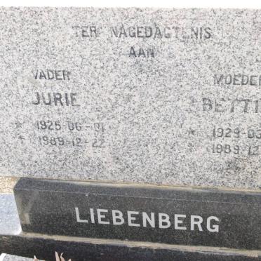 LIEBENBERG Jurie 1925-1989 &amp; Bettie 1929-1989