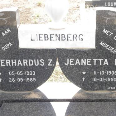 LIEBENBERG Gerhardus Z. 1903-1989 &amp; Jeanetta D. 1909-1990