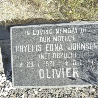 OLIVIER Phyllis Edna formerly JOHNSON nee BRYDEN 1921-1977
