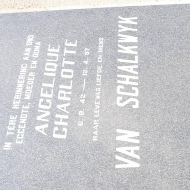 SCHALKWYK Angelique Charlotte, van 1942-1997