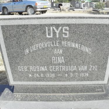 UYS Rosina Gertruida nee VAN ZYL 1938-1974