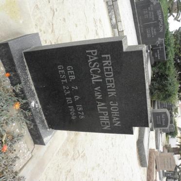 ALPHEN Frederik Johan, Pascal van 1878-1964