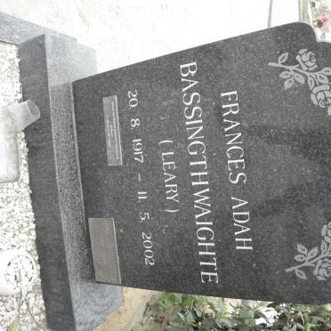 BASSINGTHWAIGHTE Douglas Dennis 1917-1997 &amp; Frances Adah LEARY 1917-2002