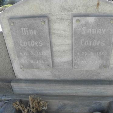 CORDES Max 1875-1943 &amp; Fanny 1880-1971