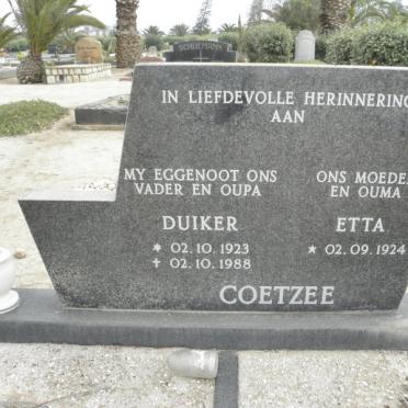 COETZEE Duiker 1923-1988 &amp; Etta 1924-