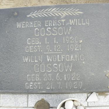 GOSSOW Werner Ernst Willy 1920-1921 :: GOSSOW Willy Wolfgang 1922-1929