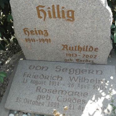 HILLIG Heinz 1911-1991 &amp; Ruthilde CORDES 1913-2002 :: SEGGERN Friedrich Wilhelm 1914-2005 &amp; Rosemarie CORDES 1921-2005