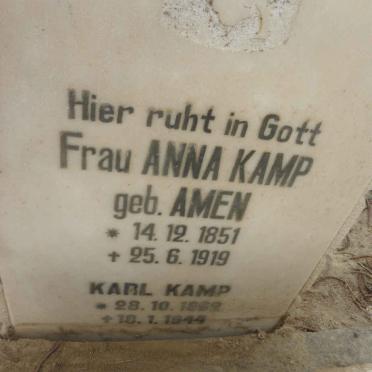 KAMP Karl 1862-1944 &amp; Anna AMEN 1851-1919