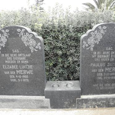 MERWE Paulus Jacobus, van der 1895-1964 &amp; Elzabee Luitjie 1900-1970