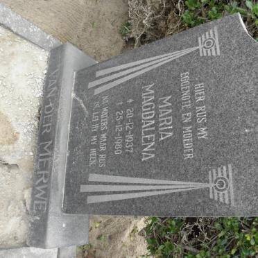 MERWE Maria Magdalena, van der 1937-1980