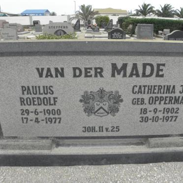 MADE Paulus Roedolf, van der 1900-1977 &amp; Catherina J.S. OPPERMAN 1902-1977