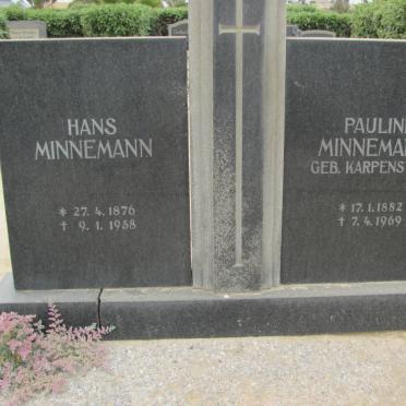 MINNEMANN Hans 1876-1958 &amp; Pauline KARPENSTEIN 1882-1969