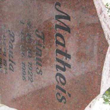 MATHEIS Tinus 1922-1996 &amp; Paula 1924-1999
