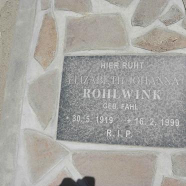 ROHLWINK Elizabeth Johanna nee FAHL 1919-1999