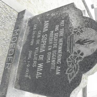 WAAL Anna Sophia, de nee de VILLIERS 1919-1978