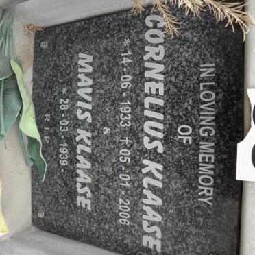 KLAASE Cornelius 1933-2006 &amp; Mavis 1939-