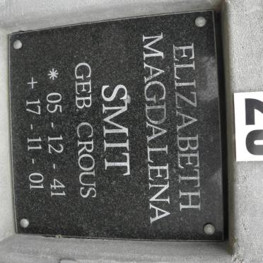 SMIT Elizabeth Magdalena nee CROUS 1941-2001