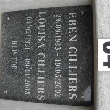 CILLIERS Eben 1923-2002 &amp; Louisa 1931-2008
