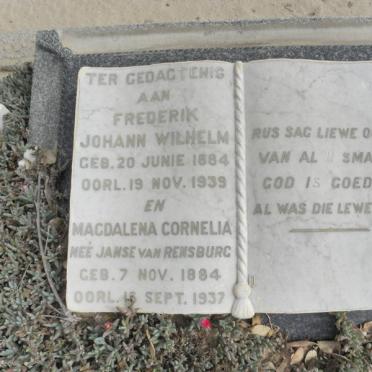 ? Frederik Johann Wilhelm 1884-1939 &amp; Magdalena Cornelia Janse van RENSBURG 1884-1937