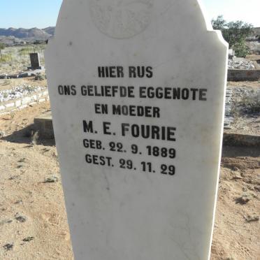 FOURIE M.E. 1889-1929