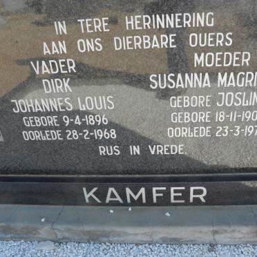 KAMFER Johannes Louis 1896-1968 &amp; Susanna Magrietha JOSLING 1905-1970