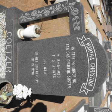 COETZER Martha Christina 1920-1974