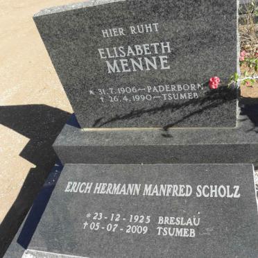 MENNE Elisabeth 1906-1990 :: SCHOLZ Erich Hermann Manfred 1925-2009
